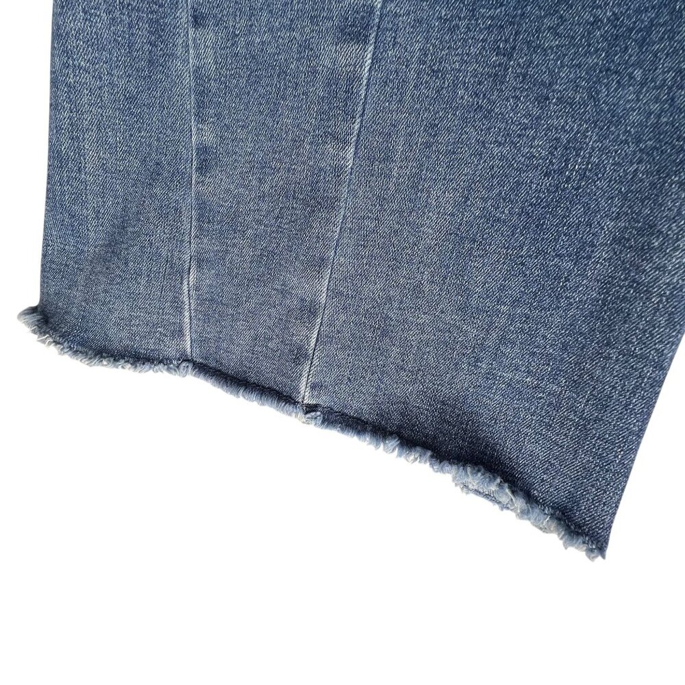 Edgely Flared Jeans High Rise Flare 12 Blue Denim Raw Hem Hippie Boho Stretch - Picture 9 of 14